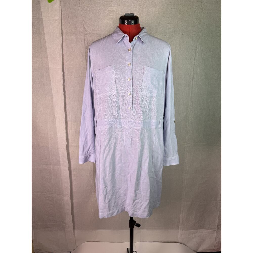 J. Jill Light Blue Embroidered Midi Shirt Dress